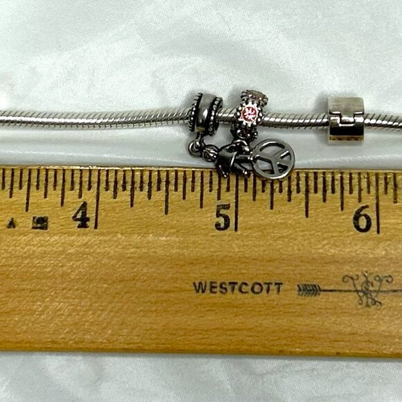 Pandora Sterling Silver 9" Charm Bracelet two Spacers and two charms - Picture 3 of 3